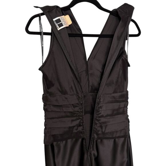 Vintage Tadashi Size 4 Sleeveless Collared Formal Gown Black Gathered Draped - Picture 6 of 9